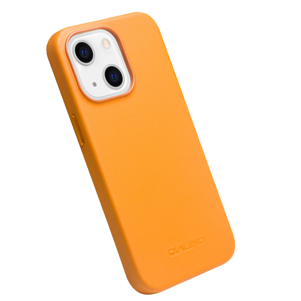 iPhone 13 Case Hülle - Qialino Echtleder (MagSafe kompatibel) - Orange