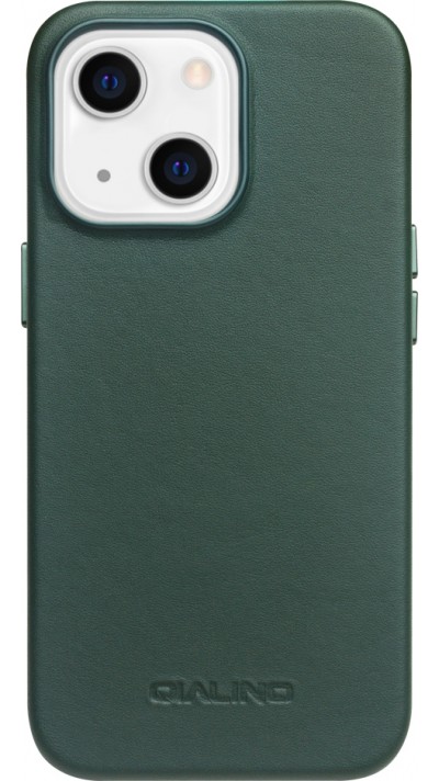 Coque iPhone 13 - Qialino cuir véritable (compatible MagSafe) - Vert