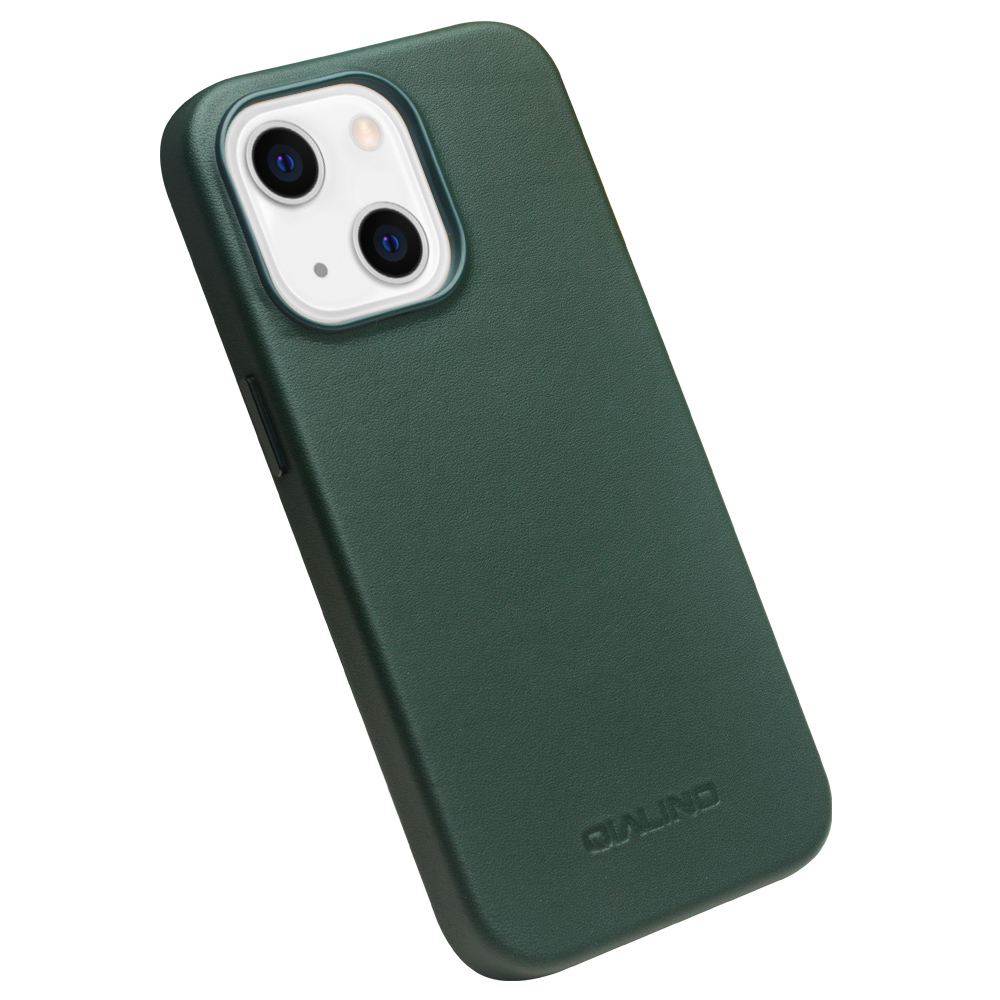 iPhone 13 Case Hülle - Qialino Echtleder (MagSafe kompatibel) grün