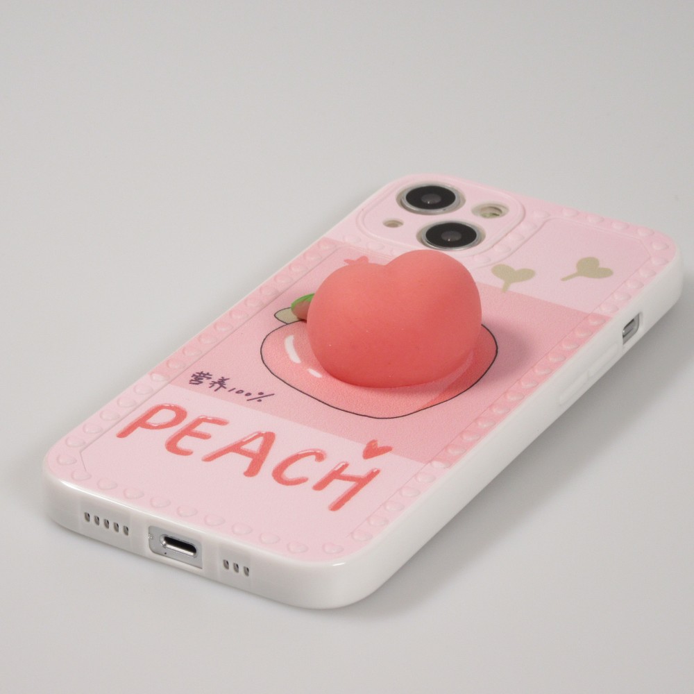 Coque iPhone 13 - Silicone 3D malléable Peach Pêche Manga - Rose