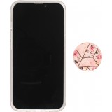 iPhone 13 Case Hülle - Silikon Gel geometrische Streifen mit 3 stufigem Fingerhalter - Roses - Rosa
