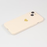 Coque iPhone 13 - Silicone Mat Coeur doré - Beige