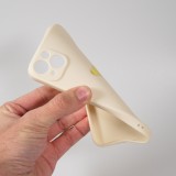 Coque iPhone 13 - Silicone Mat Coeur doré - Beige