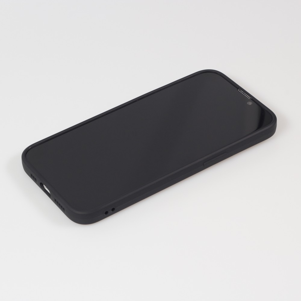 Coque iPhone 13 - Silicone Mat Coeur doré - Noir