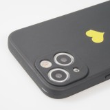 iPhone 13 Case Hülle - Silikon Mat Herz gold - Schwarz