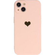 Coque iPhone 13 - Silicone Mat Coeur doré - Rose