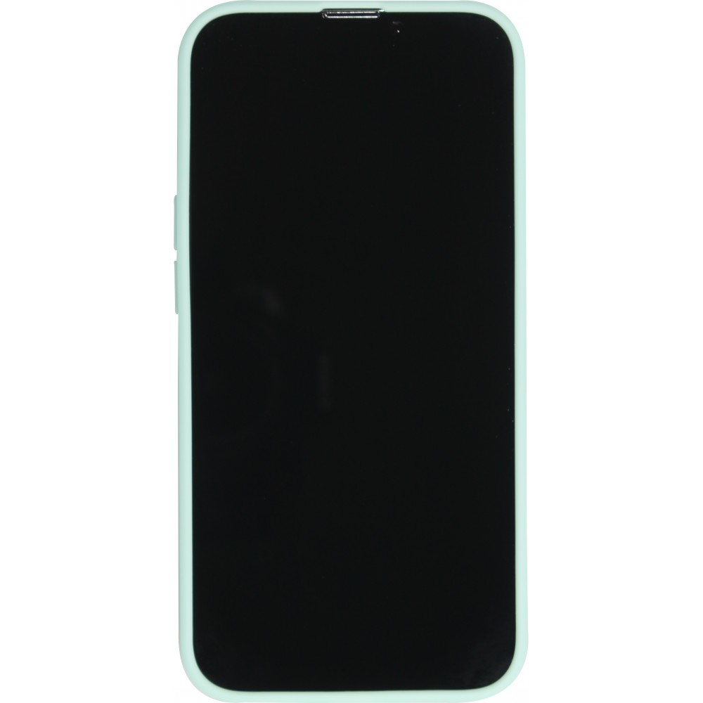 Coque iPhone 13 - Silicone Mat Coeur doré - Turquoise