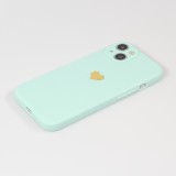 iPhone 13 Case Hülle - Silikon Mat Herz gold - Türkis