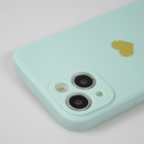 Coque iPhone 13 - Silicone Mat Coeur doré - Turquoise