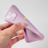 Coque iPhone 13 - Silicone Mat Coeur doré - Violet