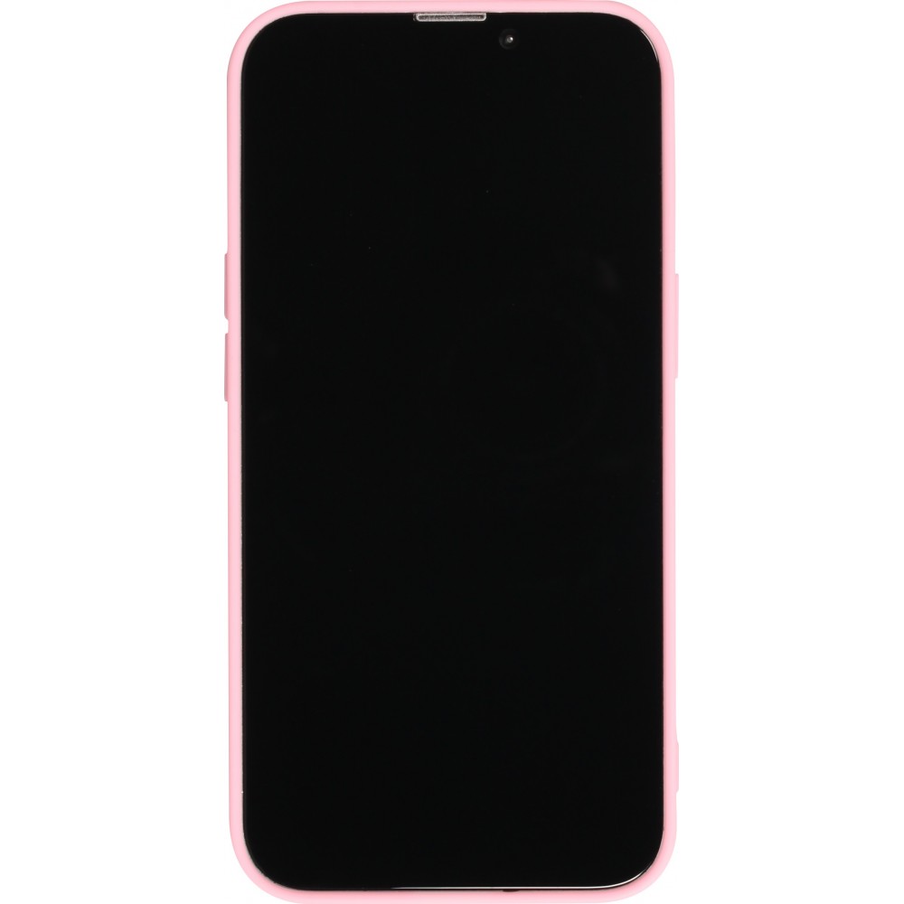 Hülle iPhone 13 - Silikonmatte Skull USA - Rosa