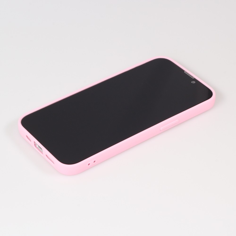 Hülle iPhone 13 - Silikonmatte Skull USA - Rosa