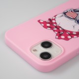Hülle iPhone 13 - Silikonmatte Skull USA - Rosa