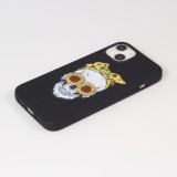 Hülle iPhone 13 - Silikonmatte Skull flowers - Schwarz