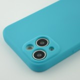 Coque iPhone 13 mini - Silicone avec lanière et crochet - Bleu clair