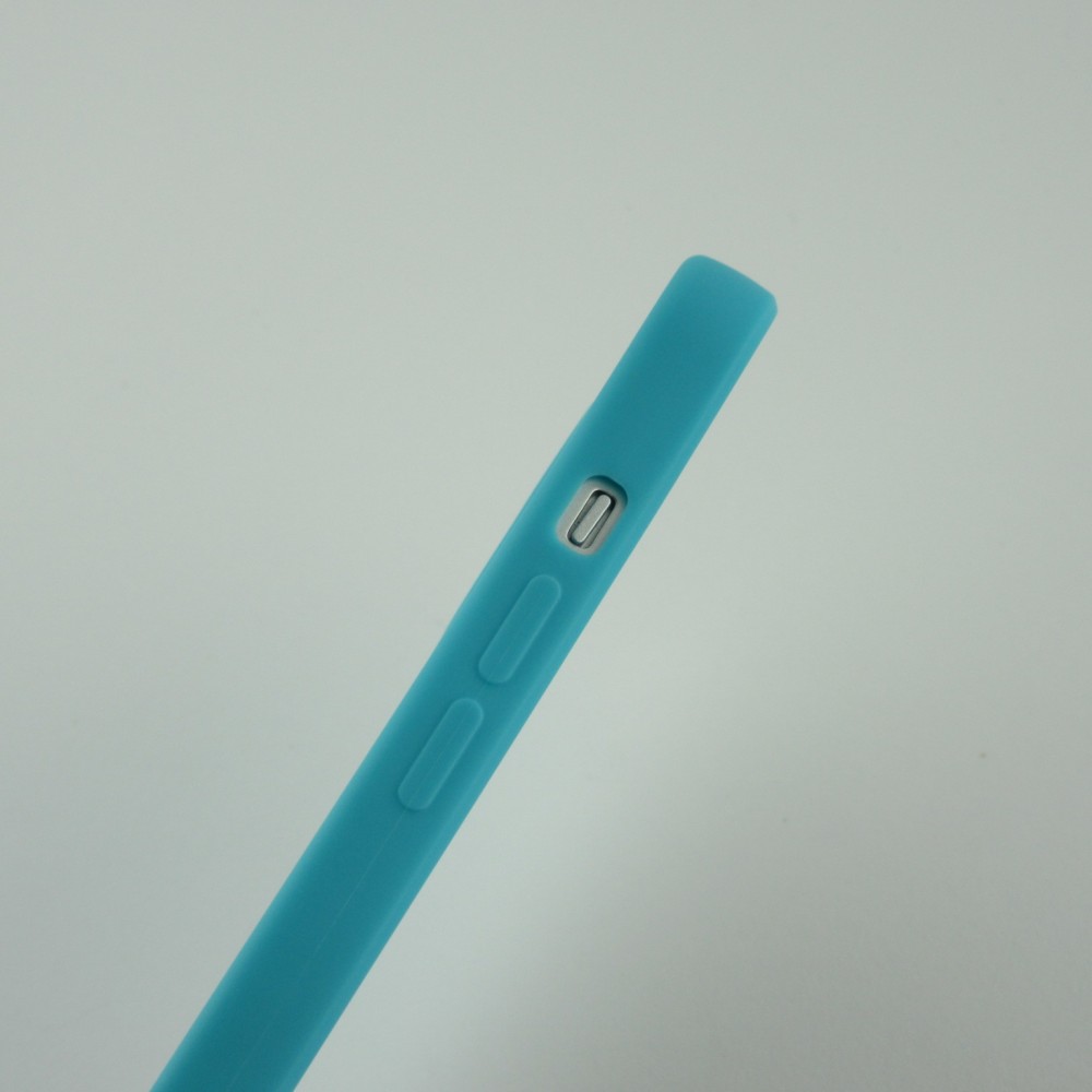 iPhone 13 Case Hülle - Silikon mit Kordel und Haken - Hellblau