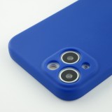 Coque iPhone 13 mini - Silicone avec lanière et crochet - Bleu foncé