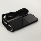 Coque iPhone 13 mini - Silicone avec lanière et crochet - Noir