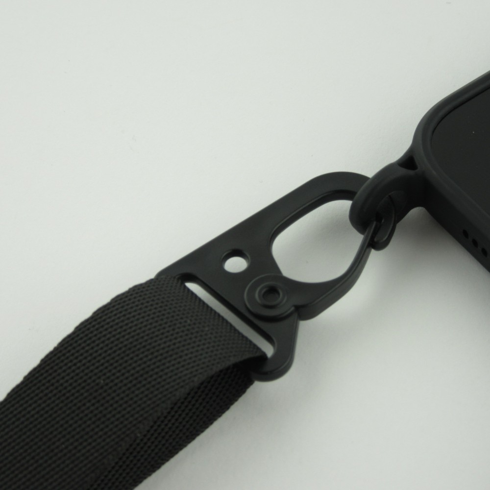 iPhone 13 Case Hülle - Silikon mit Kordel und Haken - Schwarz