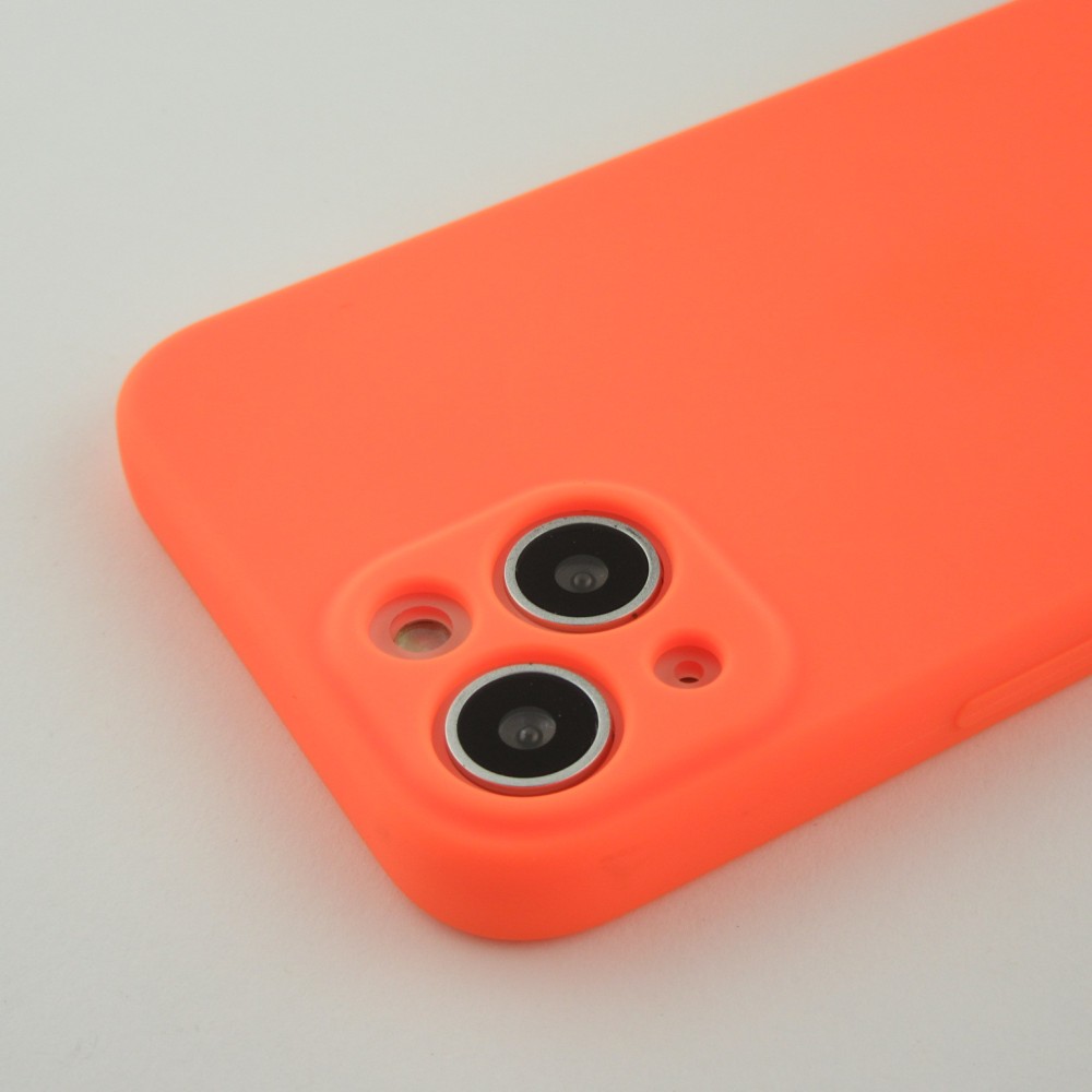 Coque iPhone 13 - Silicone avec lanière et crochet - Orange