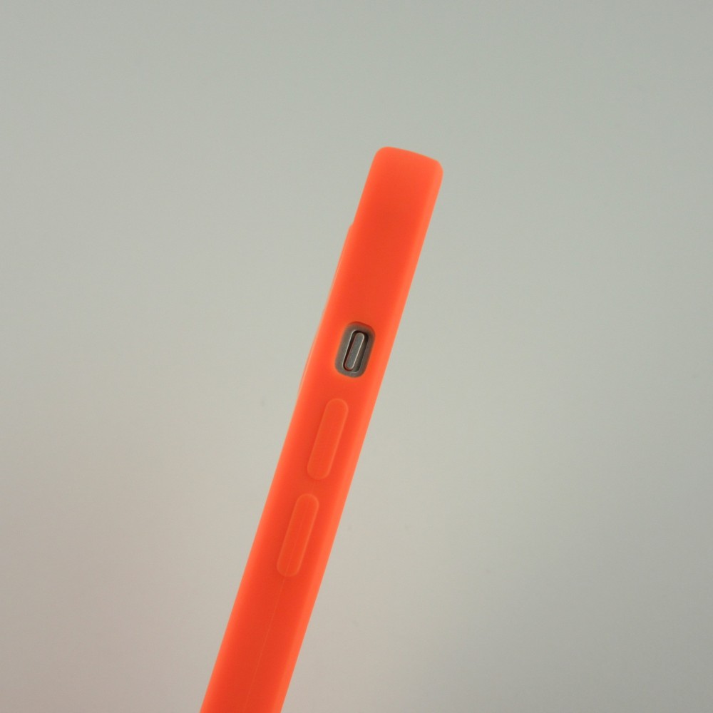 Coque iPhone 13 - Silicone avec lanière et crochet - Orange