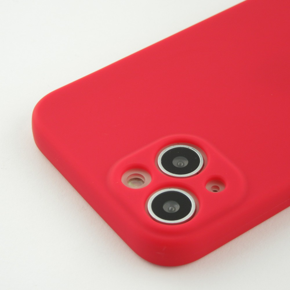 Coque iPhone 13 - Silicone avec lanière et crochet - Rouge