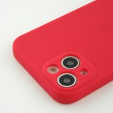 iPhone 13 Case Hülle - Silikon mit Kordel und Haken - Rot