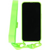 iPhone 13 Case Hülle - Silikon mit Kordel und Haken - Hellgrün