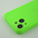 Coque iPhone 13 - Silicone avec lanière et crochet vert clair