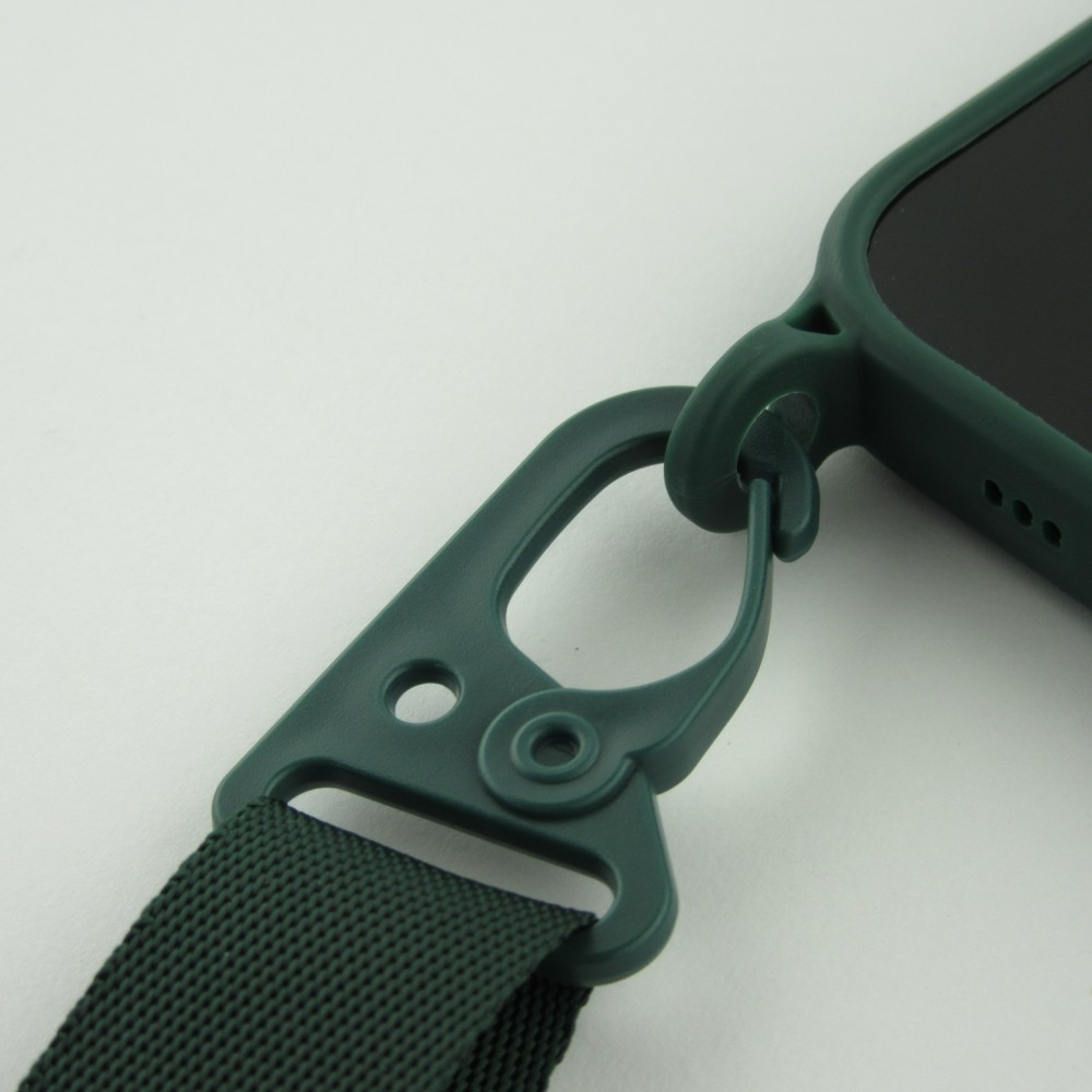 iPhone 13 Case Hülle - Silikon mit Kordel und Haken - Dunkelgrün