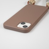iPhone 13 Case Hülle - Silikon Fashion Jeong Gam Studio Laugh Often mit Umhängeseil - Braun
