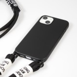 Coque iPhone 13 - Silicone souple fashion Jeong Gam Studio Laugh Often avec cordon - Noir