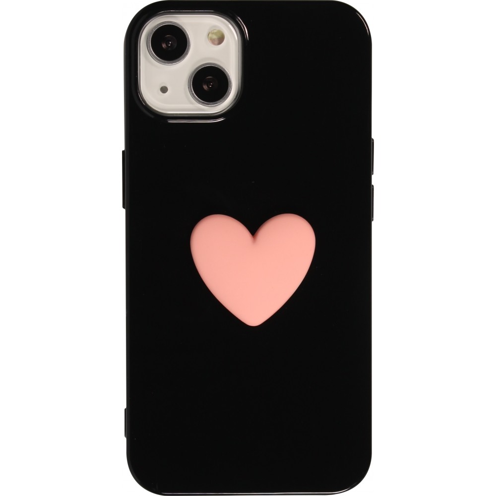 iPhone 13 Case Hülle - 3D Herz Gel - Schwarz