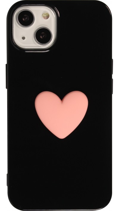 Coque iPhone 13 mini - Gel Coeur 3D relief - Noir