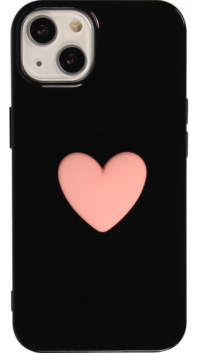 iPhone 13 Case Hülle - 3D Herz Gel - Schwarz