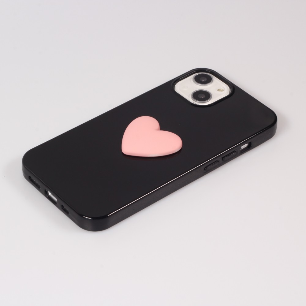 iPhone 13 Case Hülle - 3D Herz Gel - Schwarz