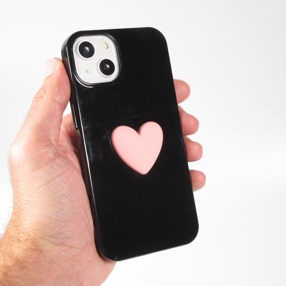 iPhone 13 Case Hülle - 3D Herz Gel - Schwarz