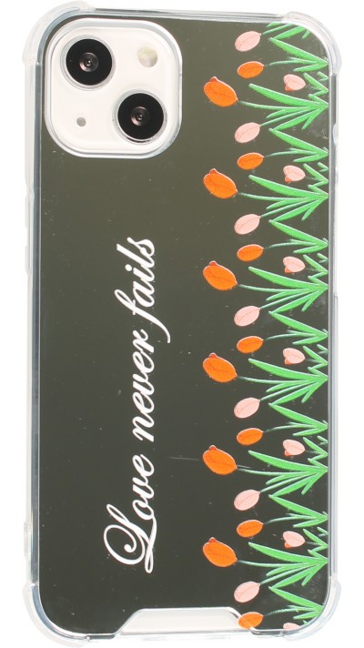 Coque iPhone 13 - silicone bumper avec coins renforcés miroir - Love