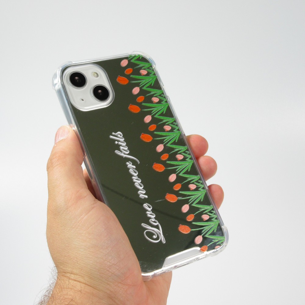 iPhone 13 Case Hülle - Silikon Bumper mit verstärkten Ecken Spiegel - Love