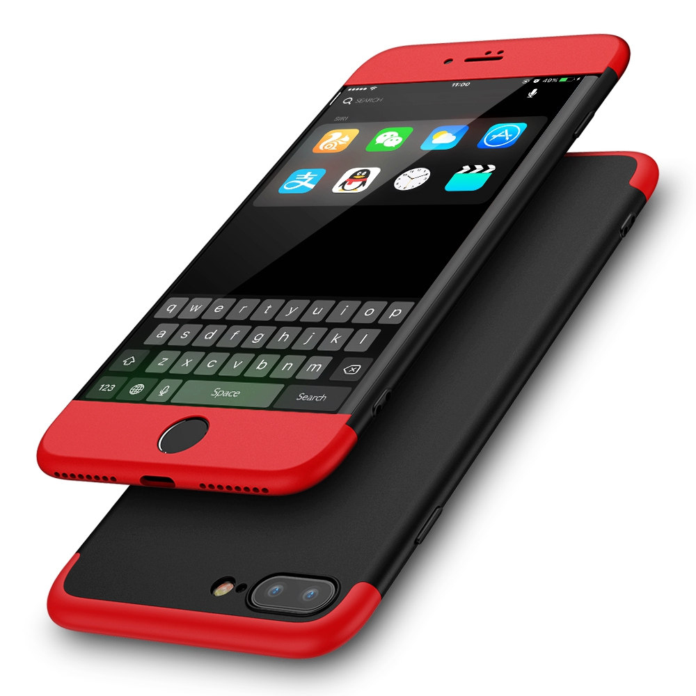 Coque iPhone 6/6s - 360° Full Body noir - Rouge