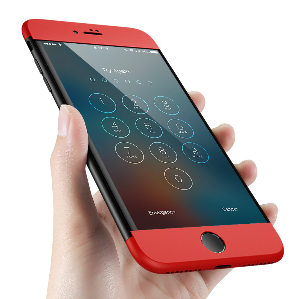 Hülle iPhone 6/6s - 360° Full Body schwarz - Rot