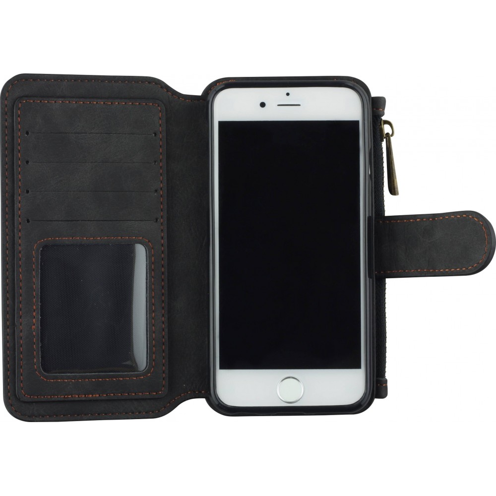 Coque iPhone 6/6s - Wallet Luxury leather - Noir