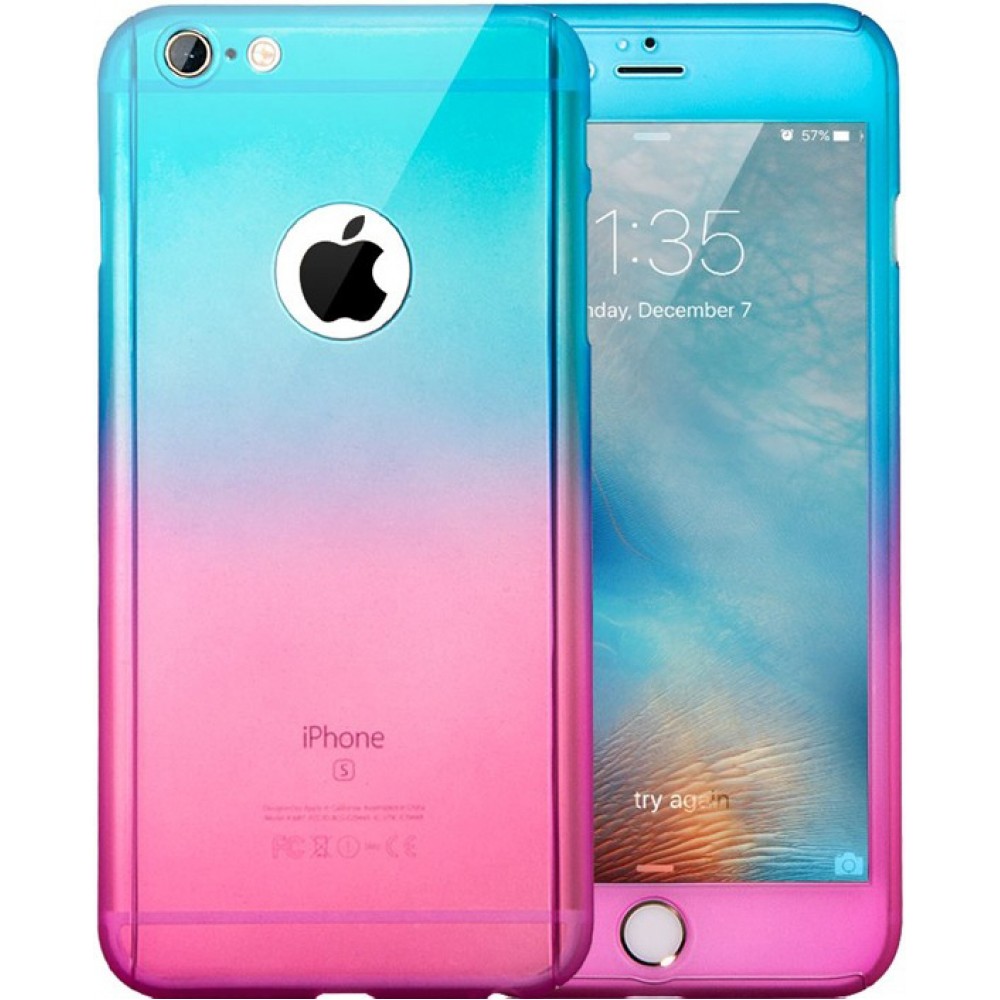 Coque iPhone 7 Plus / 8 Plus - 360° Full Body Gradient bleu - Rose