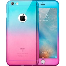 Coque iPhone 7 Plus / 8 Plus - 360° Full Body Gradient bleu - Rose