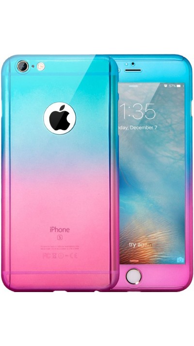 Coque iPhone 7 Plus / 8 Plus - 360° Full Body Gradient bleu - Rose