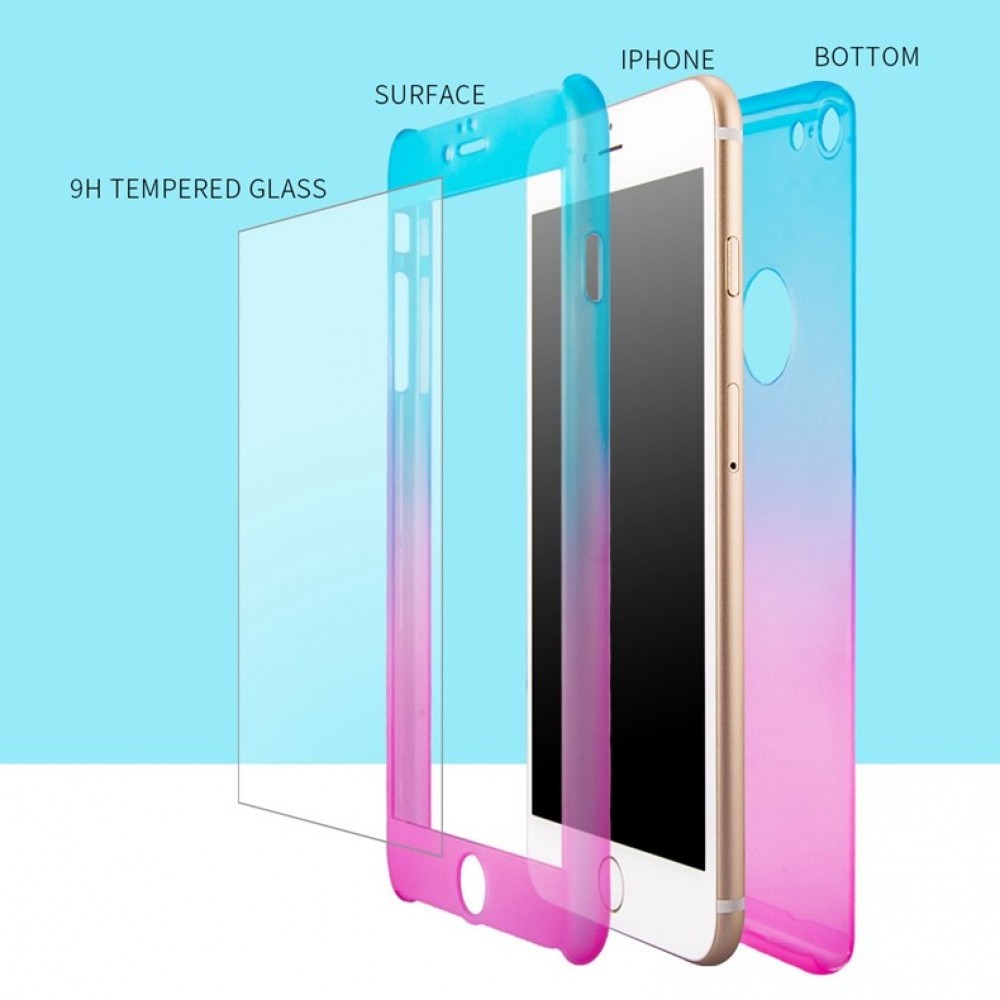 Coque iPhone 11 Pro - 360° Full Body Gradient bleu - Rose