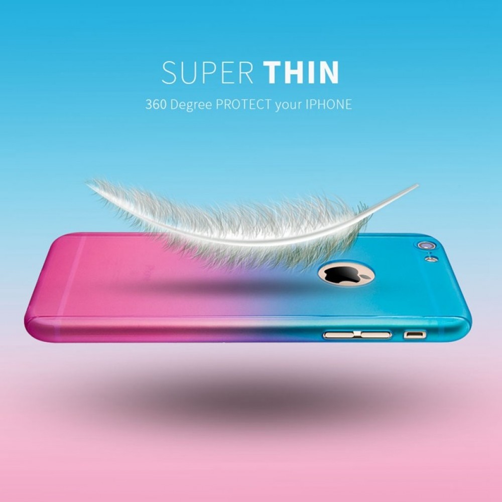 Hülle iPhone 7 Plus / 8 Plus - 360° Full Body Gradient blau - Rosa