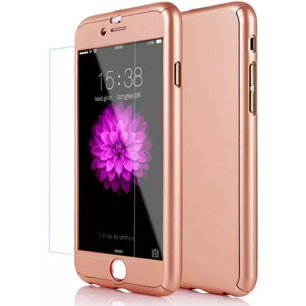 Hülle iPhone 7 Plus / 8 Plus - 360° Full Body gold - Rosa
