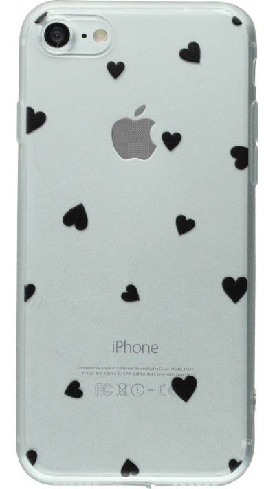 Coque iPhone 7 / 8 / SE (2020, 2022) - Gel petit coeur - Noir