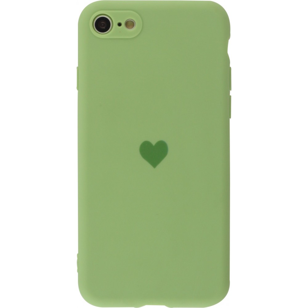 Coque iPhone 7 Plus / 8 Plus - Silicone Mat Coeur vert clair